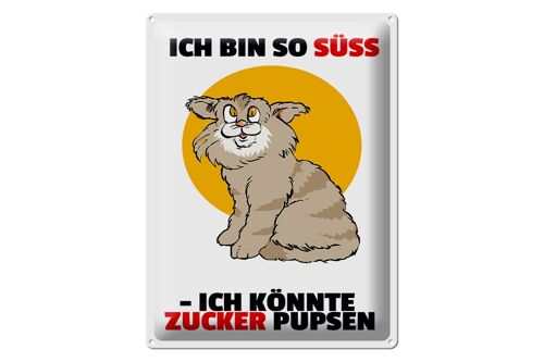 Blechschild Spruch 30x40cm Bin süß könnte Zucker pupsen (Katze)