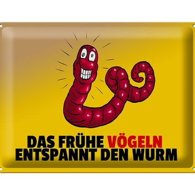 Blechschild Spruch 40x30cm Das frühe vögeln entspannt den Wurm