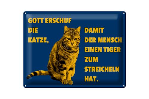 Blechschild Spruch 40x30cm Katze Tiger zum streicheln