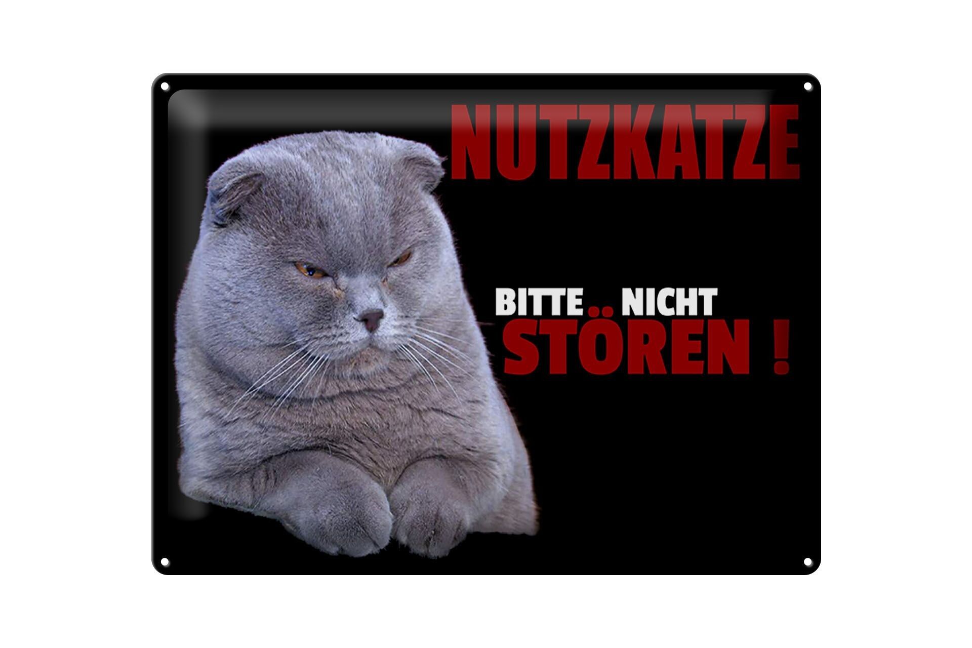 Targa in metallo con scritta "gatto commerciale" 40x30 cm, per favore non disturbare, nera.
