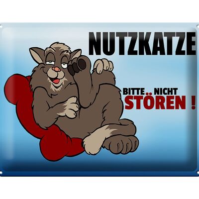 Blechschild Spruch 40x30cm Nutzkatze bitte nicht stören blaues