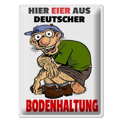 Metal sign notice 30x40cm Here eggs from German barn farming