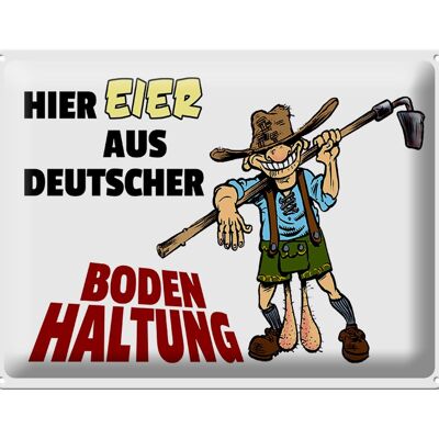 Metal sign notice 40x30cm Here eggs from German barn farming
