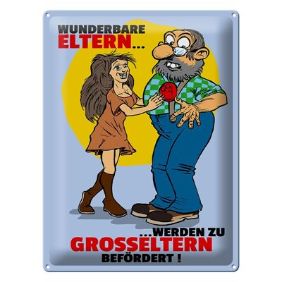 Blechschild Spruch 30x40cm Eltern werden zu Großeltern befördert