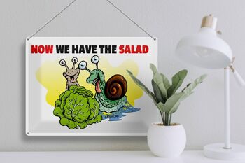 Plaque en tôle 40x30cm Maintenant, nous avons les escargots à salade 3