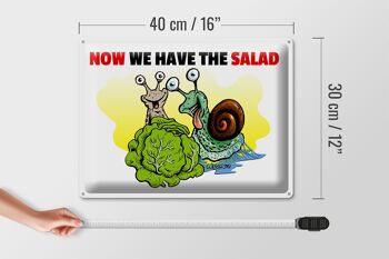 Plaque en tôle 40x30cm Maintenant, nous avons les escargots à salade 4