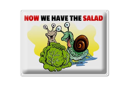 Blechschild Spruch 40x30cm Now we have the salad Schnecken