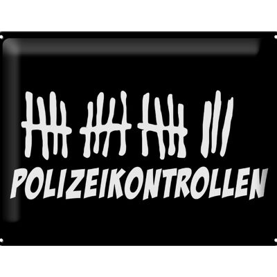 Targa in metallo con lista 40x30 cm assegni della polizia nera