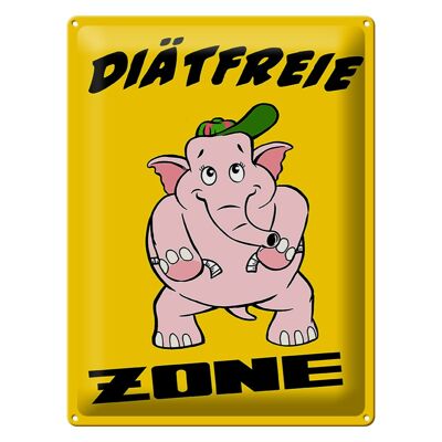 Cartel de chapa que dice elefante de zona libre de dieta 30x40 cm