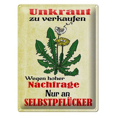 Panneau en étain indiquant que les mauvaises herbes de 30 x 40 cm vendent des autocueilleurs