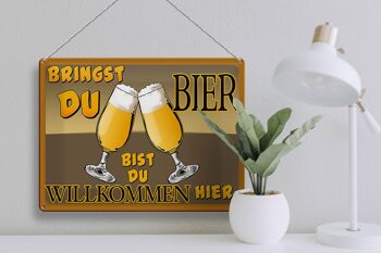 Plaque en tôle 40x30cm Si vous apportez de la bière, vous êtes les bienvenus 3