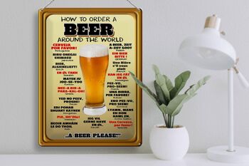 Plaque en tôle 30x40cm Comment commander une bière s'il vous plaît 3