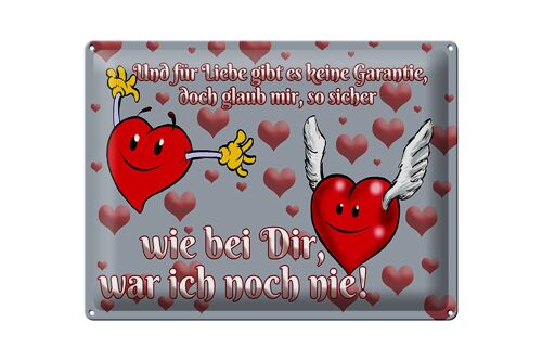 Blechschild Spruch 40x30cm Für Liebe gibt's keine Garantie tin sig