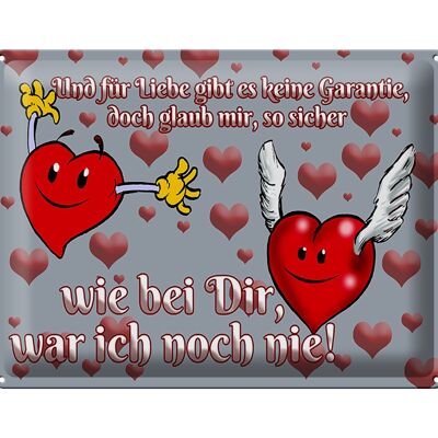 Blechschild Spruch 40x30cm Für Liebe gibt's keine Garantie tin sig