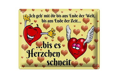 Blechschild Spruch 40x30cm Geh mit dir bis Herzen schneit