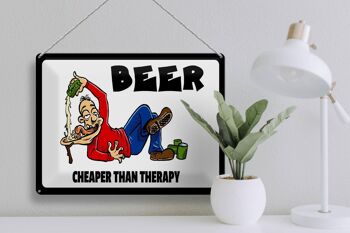 Plaque en tôle 40x30cm Bière moins chère que la bière thérapeutique 3