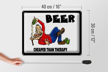 Plaque en tôle 40x30cm Bière moins chère que la bière thérapeutique 4