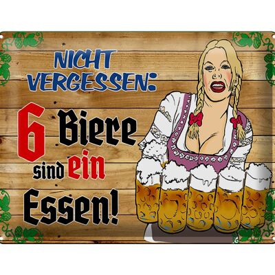Metal sign 30x40cm 6 beers are a meal