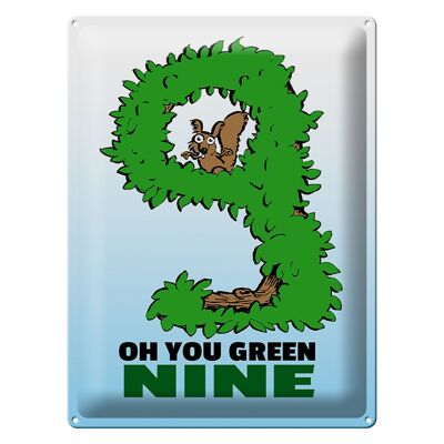 Cartel de chapa que dice 30x40 cm Oh, nueve verdes