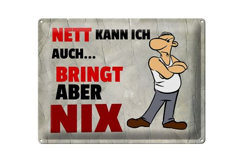 Blechschild Spruch 40x30cm nett kann ich auch bringt aber nix