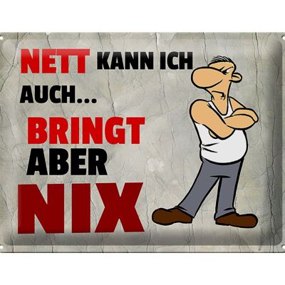 Blechschild Spruch 40x30cm nett kann ich auch bringt aber nix