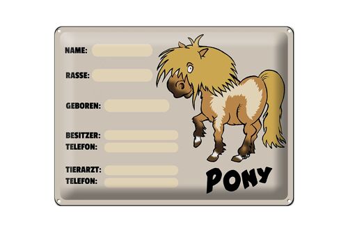 Blechschild Pony 40x30cm Tiere Name Rasse Besitzer geboren