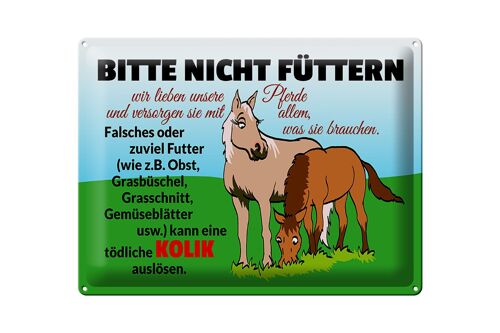 Blechschild Hinweis 40x30cm Bitte nicht füttern Pferd Kolik