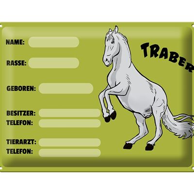 Metal sign horse 40x30cm trotter details name owner