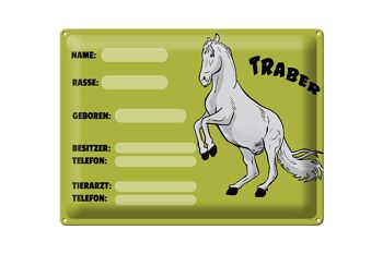 Plaque en tôle cheval 40x30cm trotteur information nom propriétaire 1