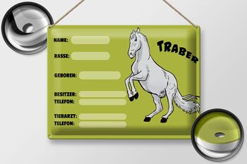 Plaque en tôle cheval 40x30cm trotteur information nom propriétaire 2