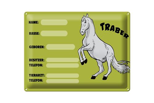 Blechschild Pferd 40x30cm Traber Angaben Name Besitzer