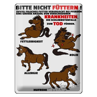 Blechschild Hinweis 30x40cm bitte nicht füttern Pferd krank