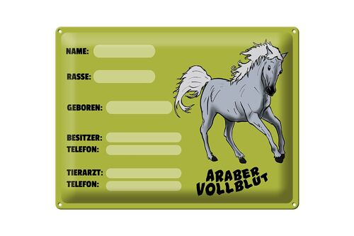 Blechschild Pferd 40x30cm Araber Vollblut Name Besitzer