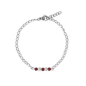 Bracelet Cristal de Roche & Granate Argent