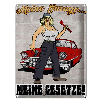 Blechschild Pinup 30x40cm Meine Garage meine Gesetze