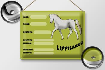 Plaque en tôle cheval 40x30cm Lippizaner information nom propriétaire 2