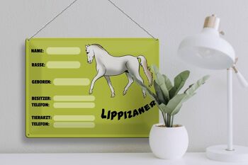 Plaque en tôle cheval 40x30cm Lippizaner information nom propriétaire 3