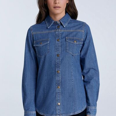 WA5022-311 | Women's Denim Shirt - Crystal Blue