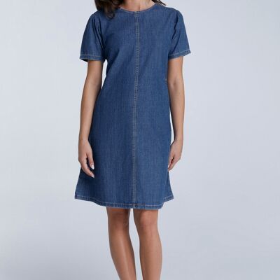 WA7022-311 | Women's Denim Dress - Crystal Blue
