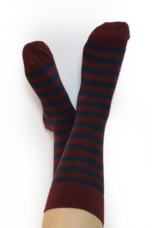 1318 | Unisex Socken - Bordeaux/Dunkelblau (6er Pack)