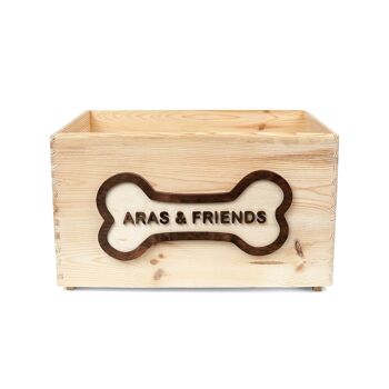 Boîte de rangement en bois pour jouets pour chiens 2