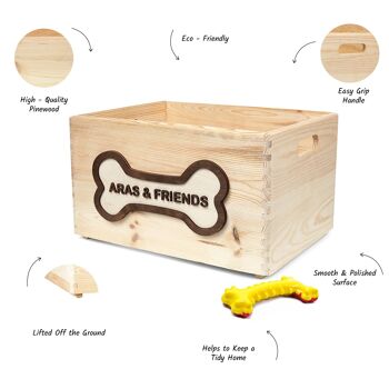 Boîte de rangement en bois pour jouets pour chiens 5
