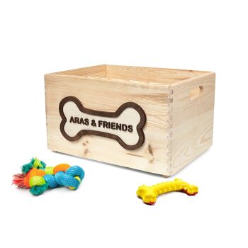 Boîte de rangement en bois pour jouets pour chiens 7