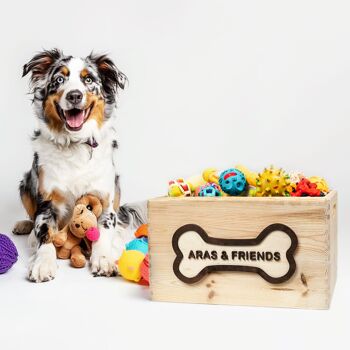 Boîte de rangement en bois pour jouets pour chiens 8