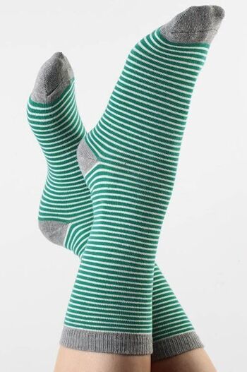 1307 | Chaussettes unisexes - vert-naturel (pack de 6) 2