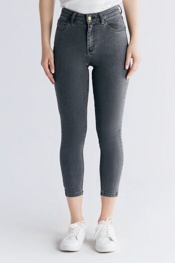 WS1015-163 Coupe skinny à jambe courte pour femme, gris fer 1