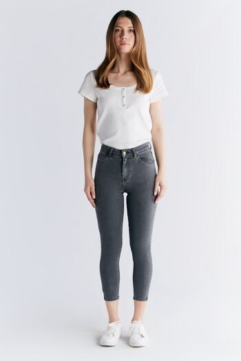 WS1015-163 Coupe skinny à jambe courte pour femme, gris fer 4