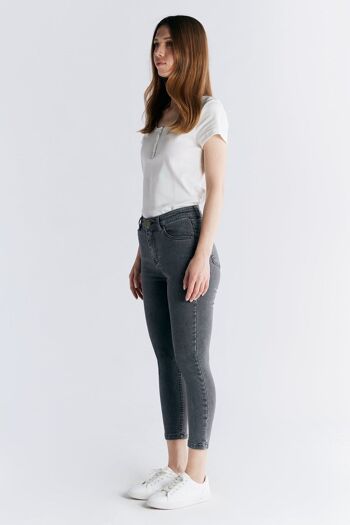 WS1015-163 Coupe skinny à jambe courte pour femme, gris fer 5