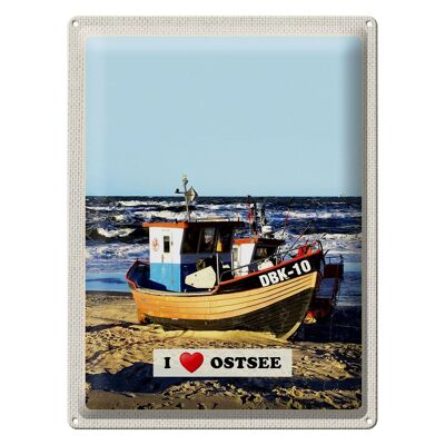 Blechschild Reise 30x40cm Ostsee Deutschland Boot Wellen Meer