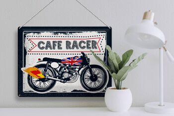 Panneau blanc en étain pour moto, café Racer, moto UK, 40x30cm 3